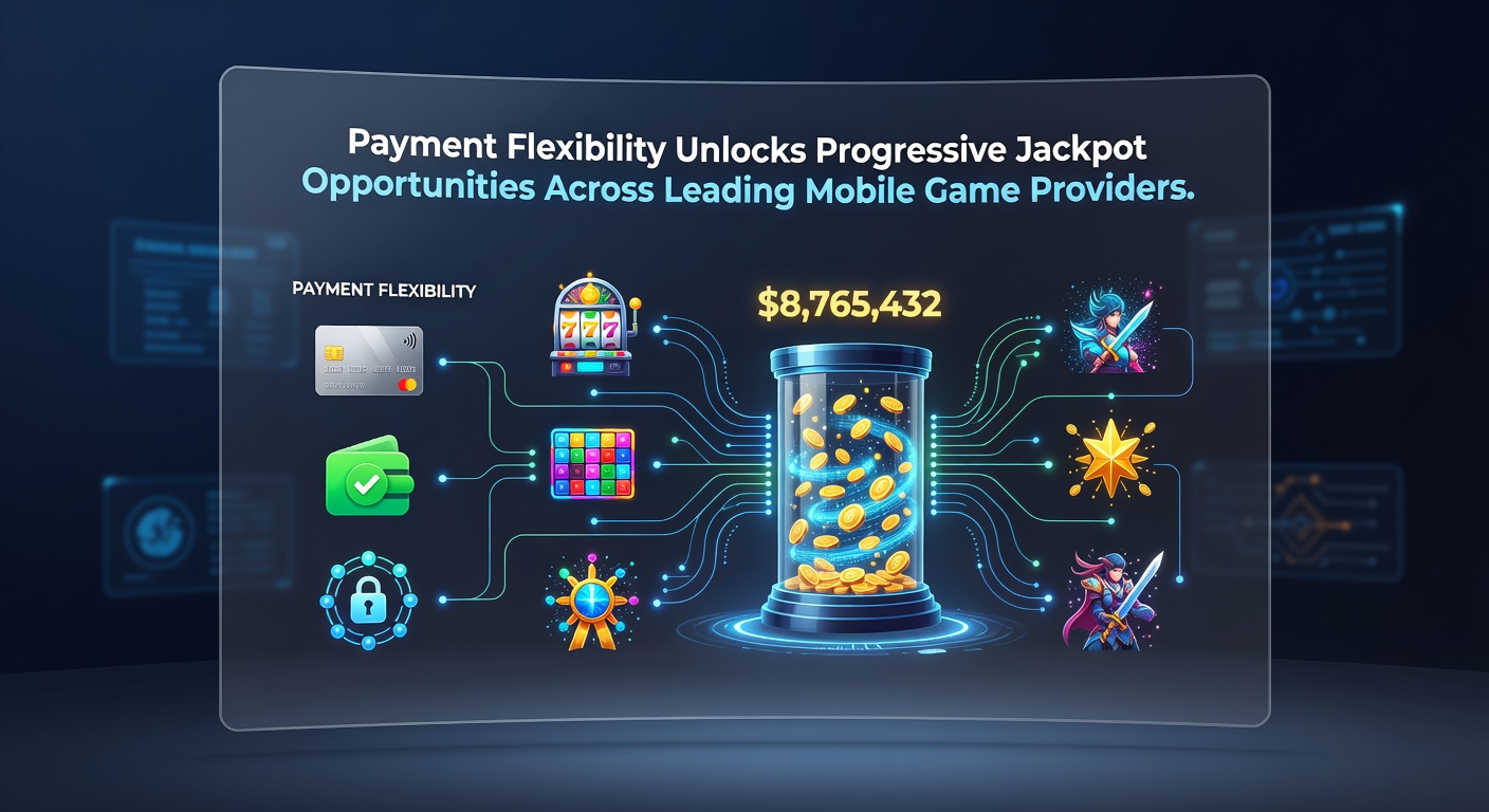 Fortschrittsanzeige eines mobilen Jackpots mit Zahlungssymbolen und Diagrammen zur Flexibilität